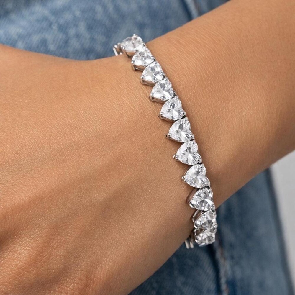 Silver Tennis Heart Bracelet 7 054 C